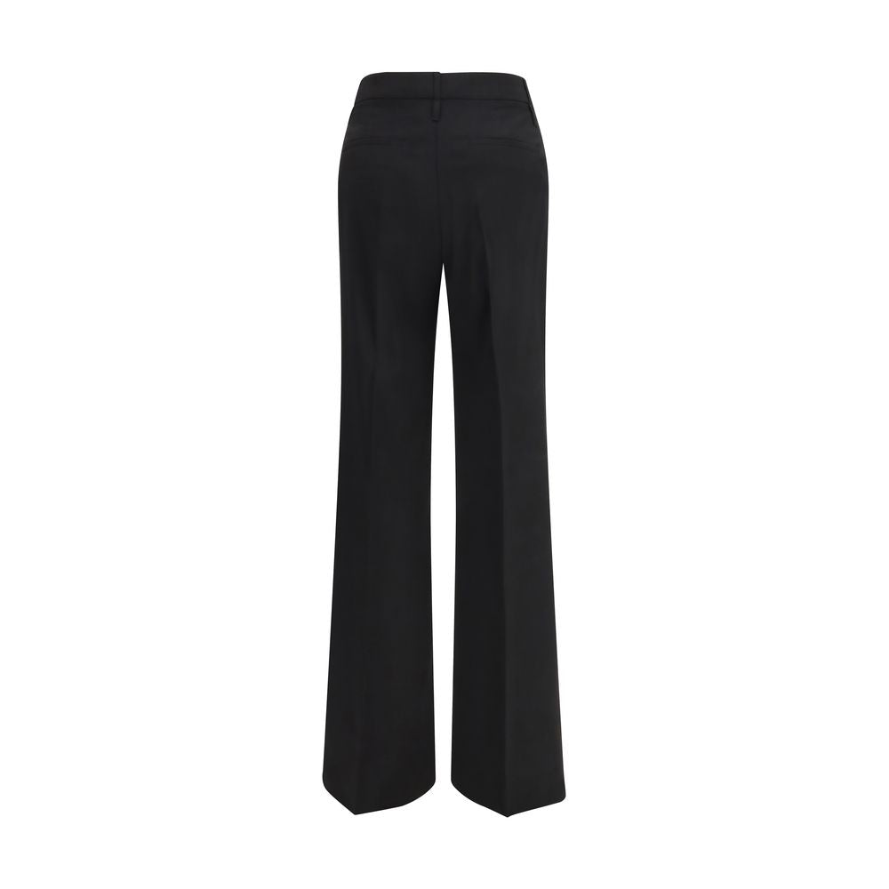 Black Fleece Wool Flared Pants
