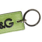 Green Calf Leather DG Logo Metal Ring Keyring Keychain