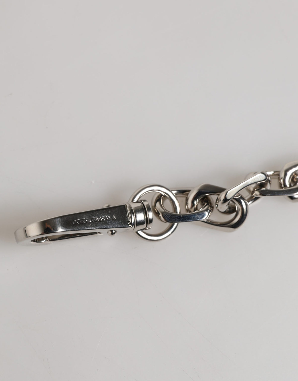 Silver Tone Chain Lobster Clasp Logo Gray Pearls Bracelet