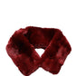 Red Lamb Fur Collar Women Neck Wrap 50cm x 8cm Scarf