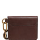 Brown Leather Logo Embossed Key Chain Card Holder Wallet