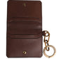 Brown Leather Logo Embossed Key Chain Card Holder Wallet