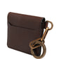 Brown Leather Logo Embossed Key Chain Card Holder Wallet