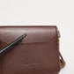 Brown Leather Logo Embossed Key Chain Card Holder Wallet
