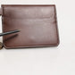 Brown Leather Logo Embossed Key Chain Card Holder Wallet