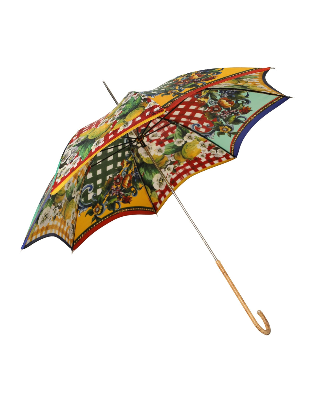 Multicolor Carretto Siciliano Print Collapsible Umbrella