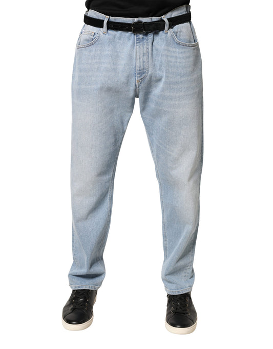 Light Blue Washed Loose Cotton Denim Jeans