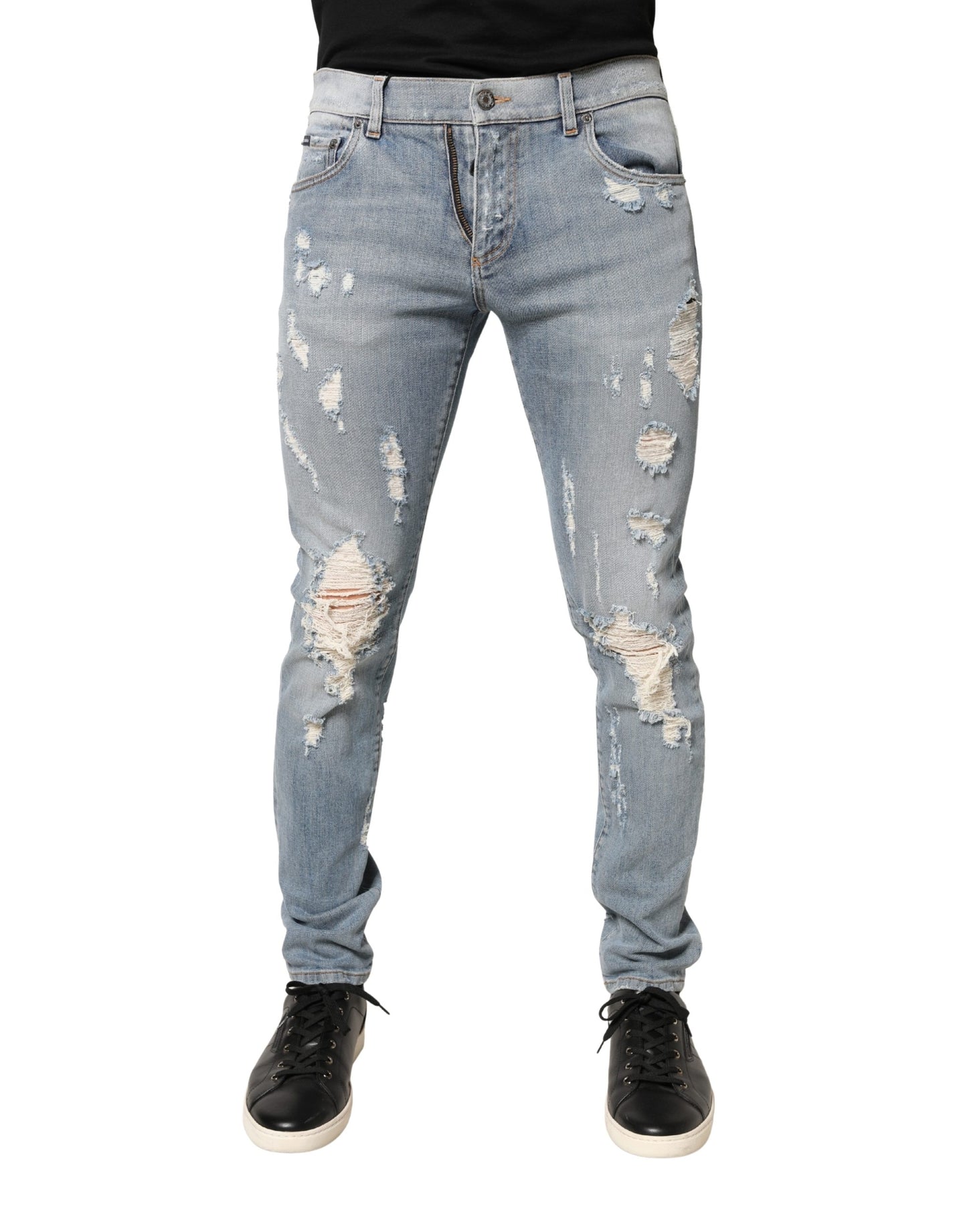 Light Blue Distressed Skinny Men Denim Jeans