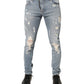 Light Blue Distressed Skinny Men Denim Jeans