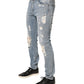 Light Blue Distressed Skinny Men Denim Jeans