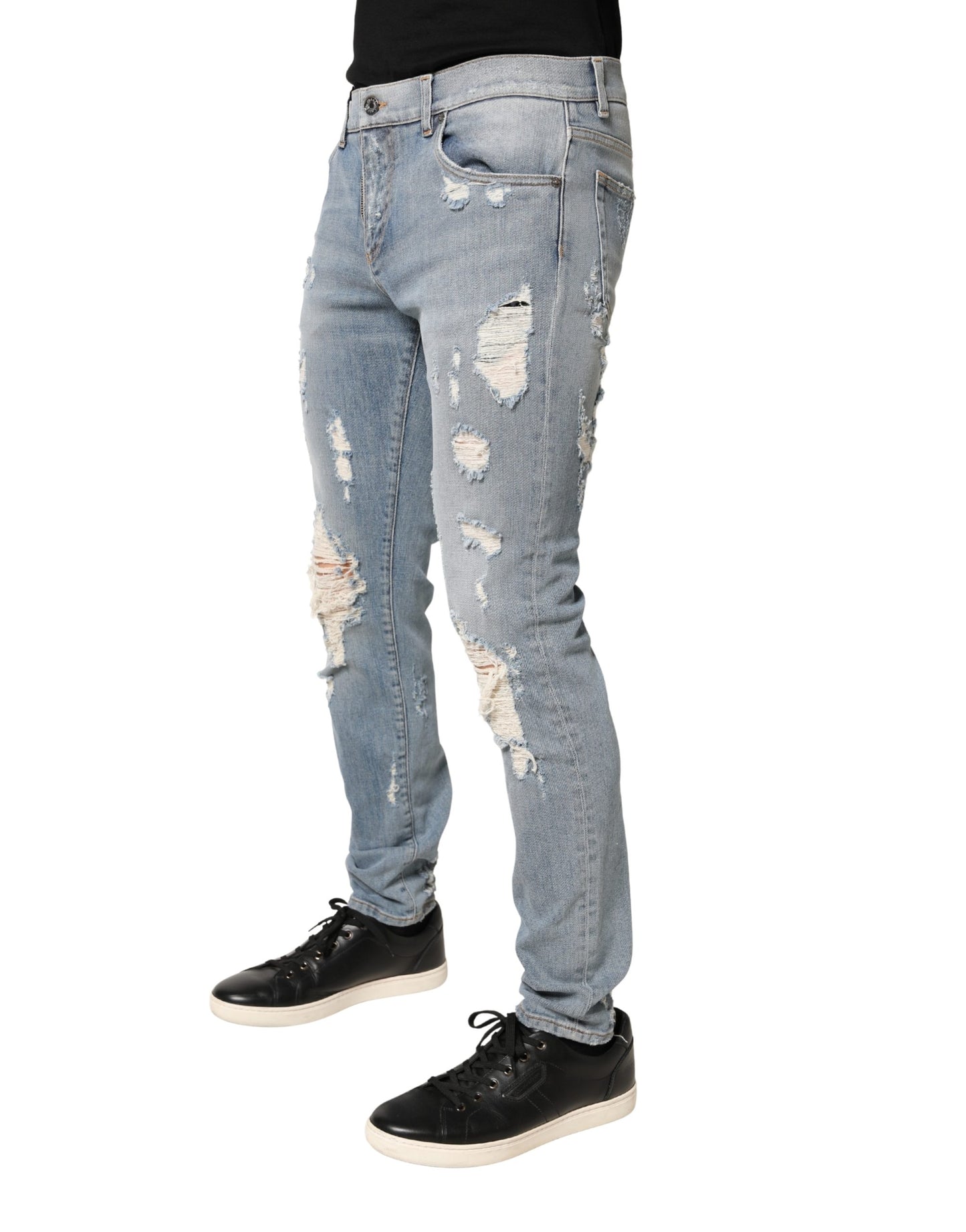 Light Blue Distressed Skinny Men Denim Jeans