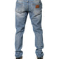 Blue Tattered Slim Fit Men Cotton Denim Jeans