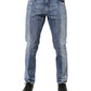 Two Tone Blue Cotton Regular Men Denim Jeans