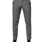 Gray Viscose Skinny Men Dress Trouser Pants