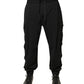 Black Polyester Cargo Jogger Men Trouser Pants