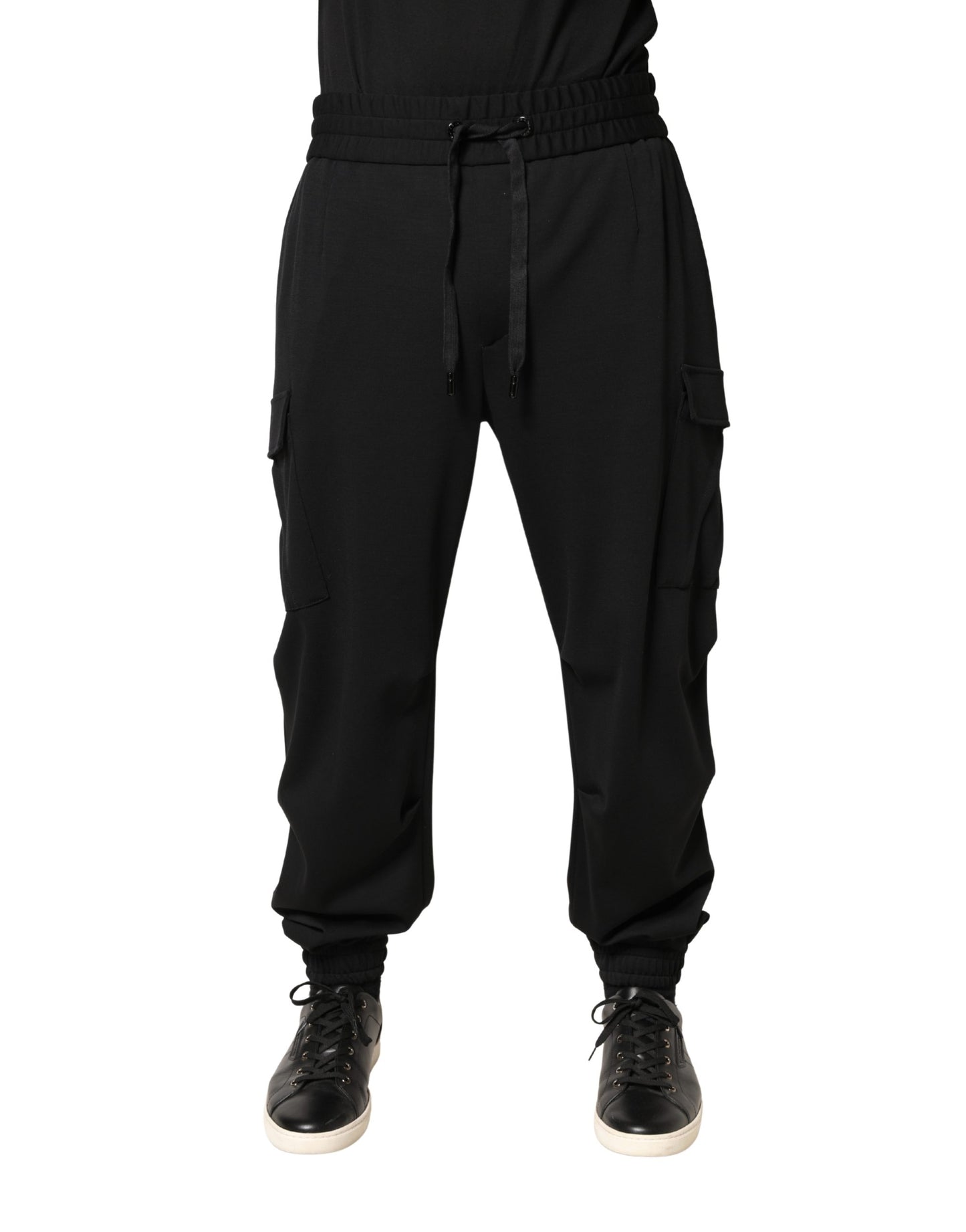 Black Polyester Cargo Jogger Men Trouser Pants