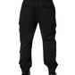 Black Polyester Cargo Jogger Men Trouser Pants