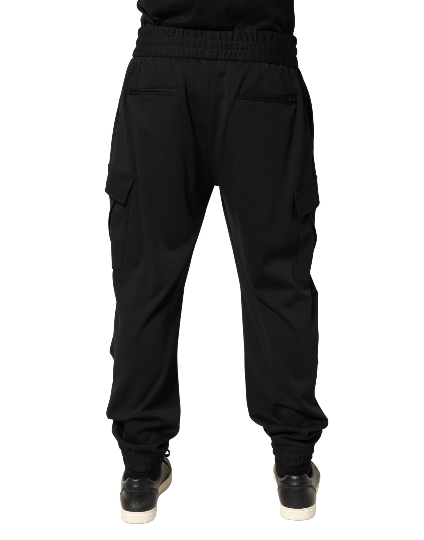 Black Polyester Cargo Jogger Men Trouser Pants