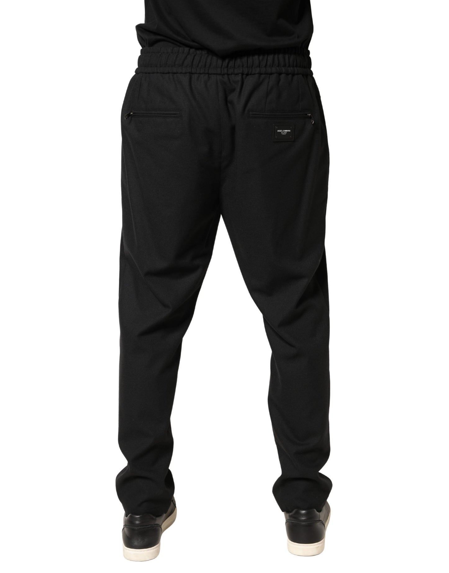 Black Wool Skinny Jogger Trouser Pants
