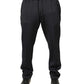 Black Polyester Skinny Jogger Trouser Pants