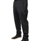Black Polyester Skinny Jogger Trouser Pants