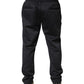 Black Polyester Skinny Jogger Trouser Pants