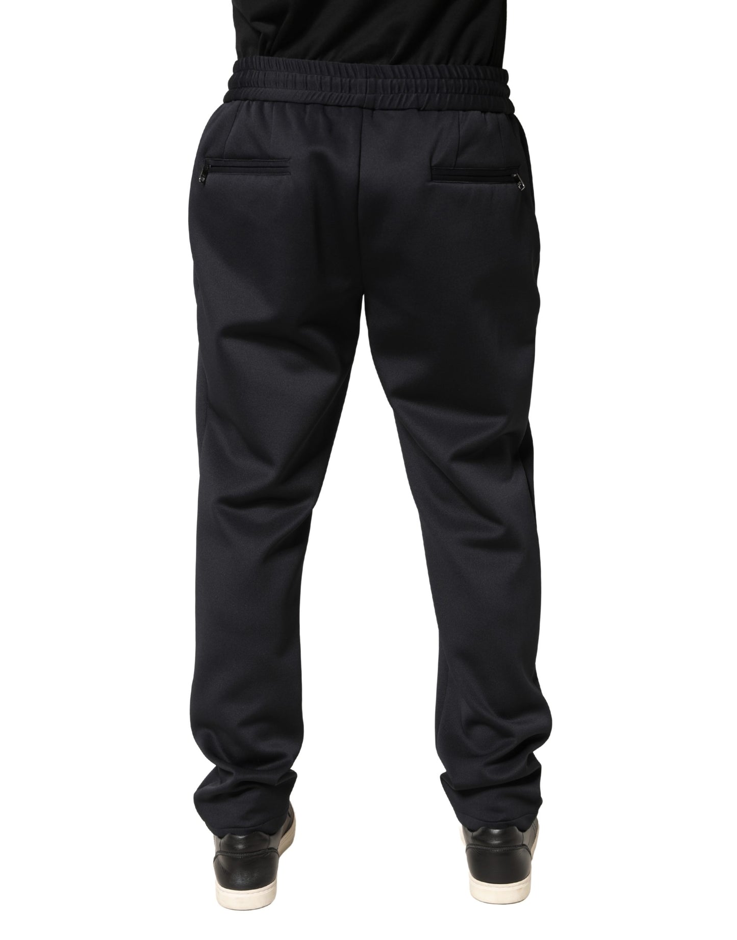 Black Polyester Skinny Jogger Trouser Pants