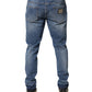 Blue Tattered Skinny Cotton Denim Jeans