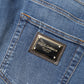 Blue Tattered Skinny Cotton Denim Jeans