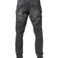 Dark Gray Tattered Cotton Loose Denim Jeans