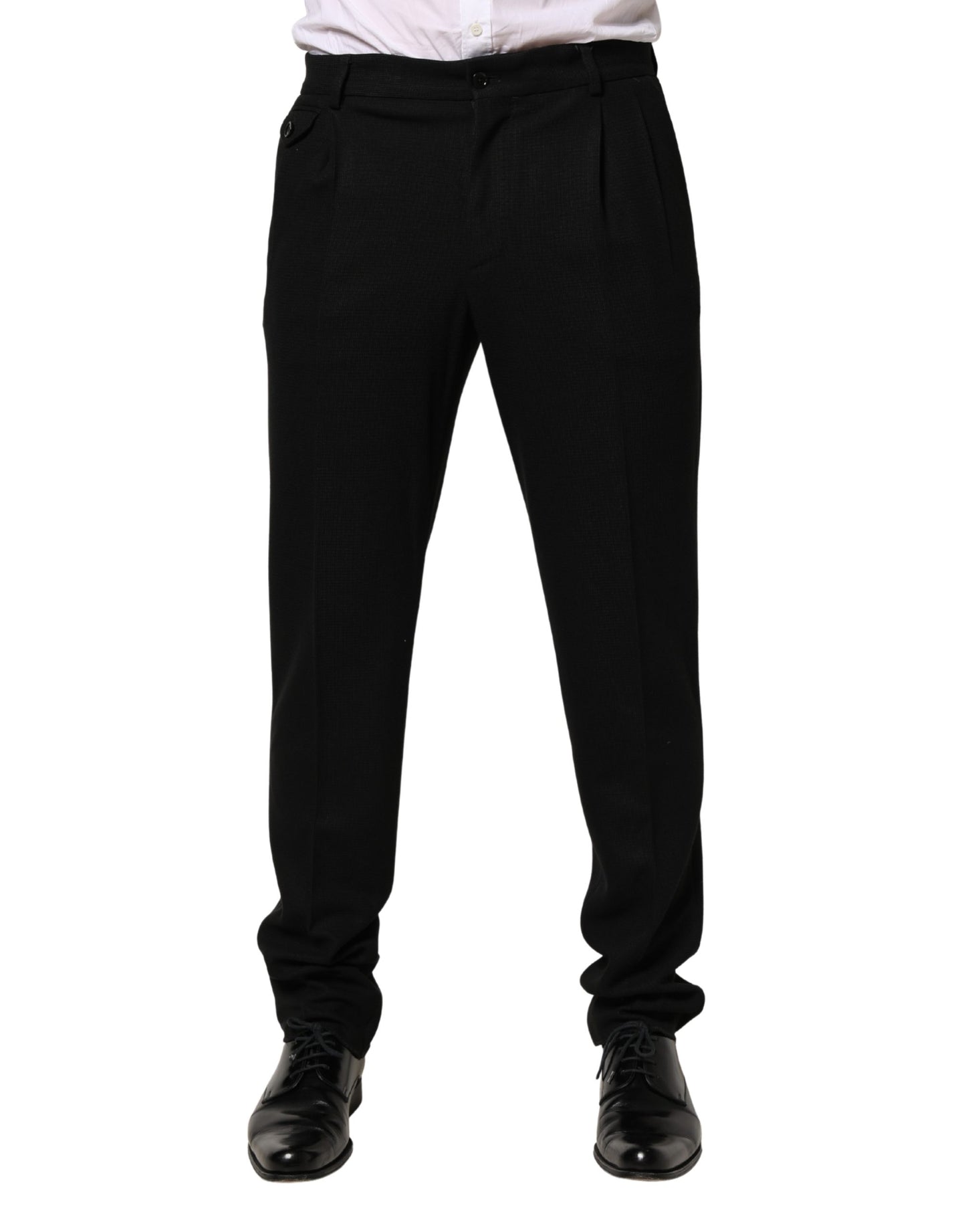 Black Wool Skinny Men Dress Trouser Pants