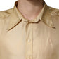 Yellow Silk Button Down Men Oversize Shirt