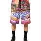 Multicolor Graphic Print Cotton Bermuda Shorts