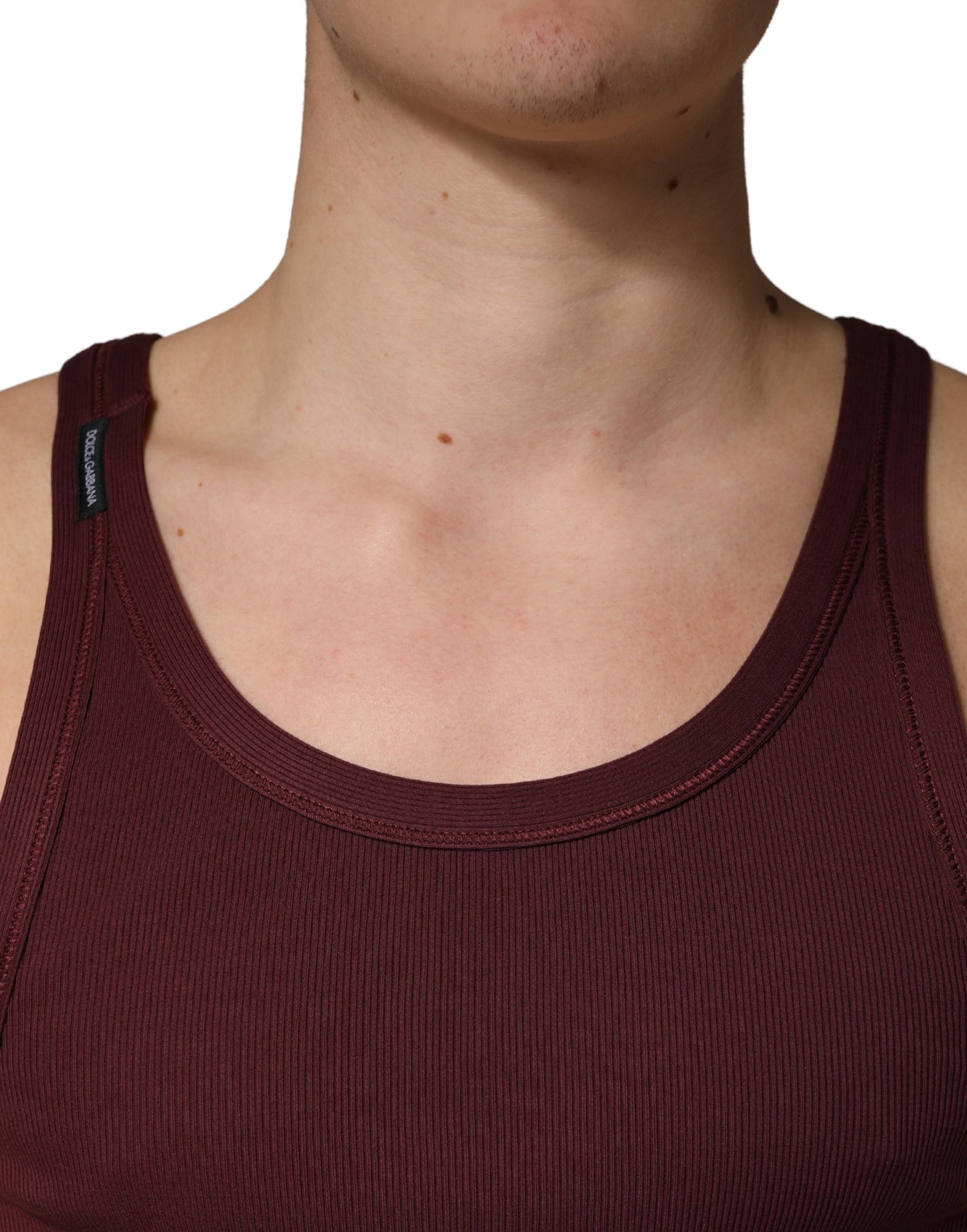 Maroon Sleeveless Round Neck Tank Top T-shirt