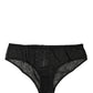 Black Nylon Stretch Mid Waist Brief Underwear