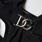 Black DG Nylon One-Piece Swimsuit Swimwear
