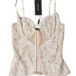 Beige Floral Lace Corset Lingerie Underwear