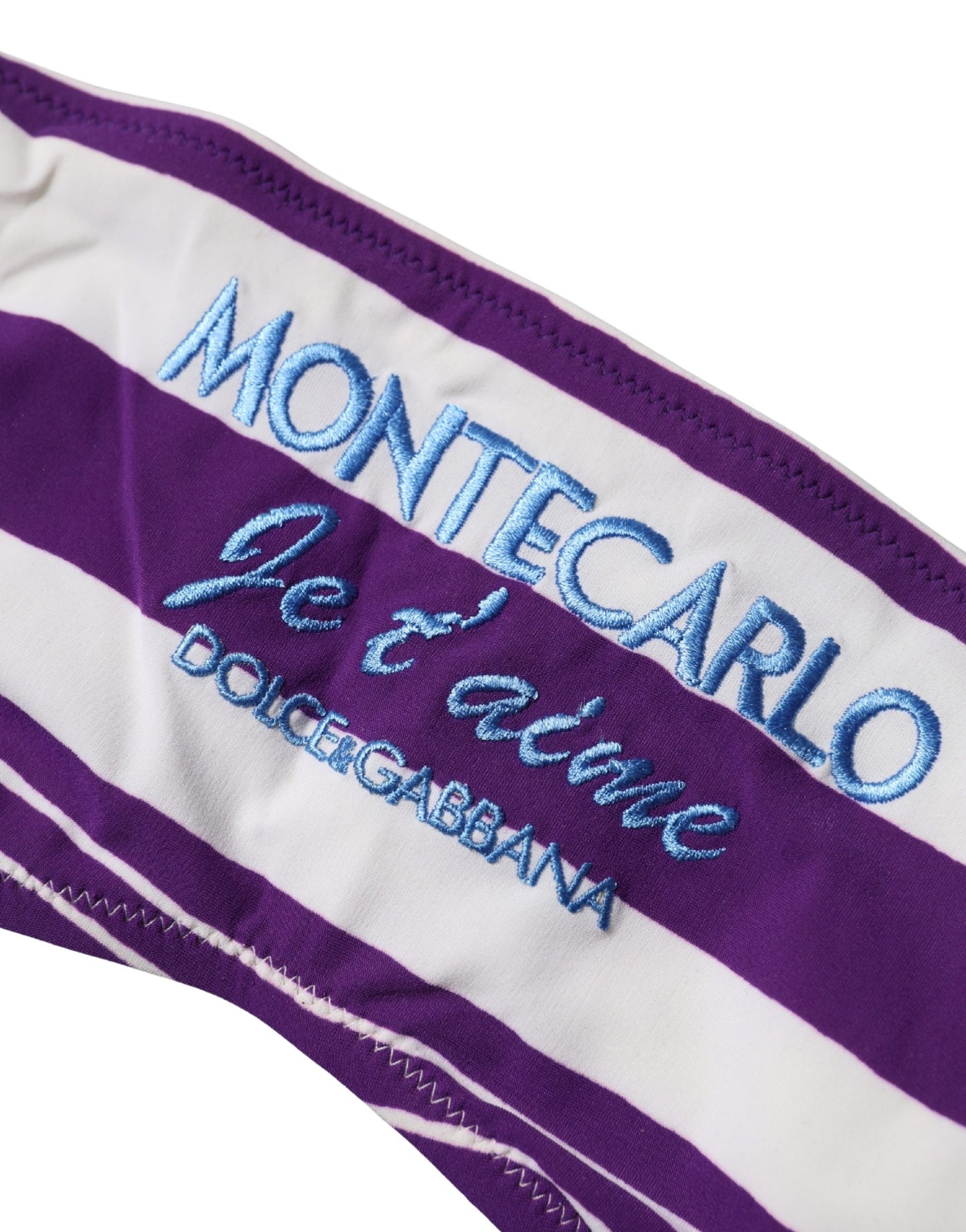 Purple White Stripes Nylon Bandeau Swimwear