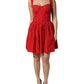 Red Cotton A-Line Sleeveless Mini Dress