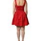 Red Cotton A-Line Sleeveless Mini Dress