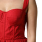 Red Cotton A-Line Sleeveless Mini Dress