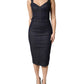 Dark Blue Cotton Denim Sheath Midi Dress