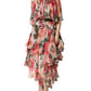 Multicolor Floral Silk Layered Maxi Dress