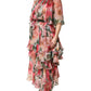 Multicolor Floral Silk Layered Maxi Dress