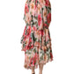 Multicolor Floral Silk Layered Maxi Dress