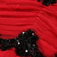 Red Mesh Trim Bodycon Sheath Midi Dress