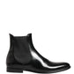 Black Leather Fur Men CHELSEA Boots Shoes