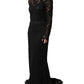Black Lace Long Sleeves Cotton Maxi Dress