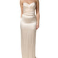 White Satin Strapless Sheath Maxi Dress