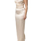 White Satin Strapless Sheath Maxi Dress